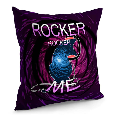 Image of Rock Cat And Whirlpool And Headphones And Font Pillow Cover