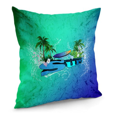 Image of Surfing, Tropical Design Pillow Cover