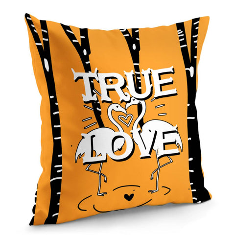 Image of Love And Fonts And Flamingos And Trees Pillow Cover