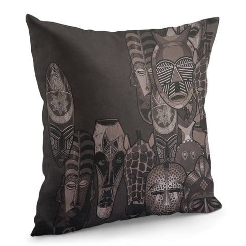 Image of Sepia Masks Pillow Cover