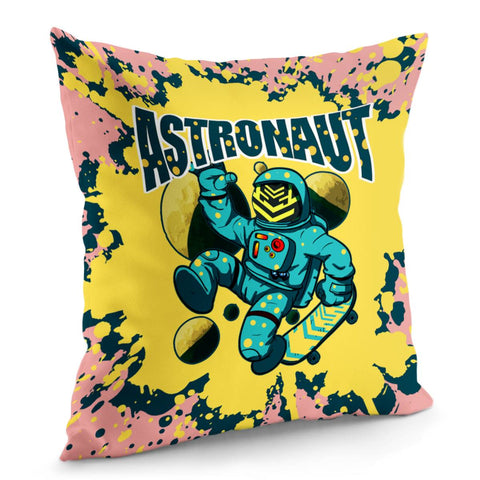 Image of Starry Sky And Astronauts And Skateboards And Planets And Graffiti Pillow Cover