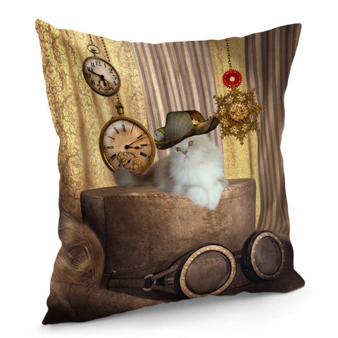 Image of Cute Steampunk Cat Pillow Cover