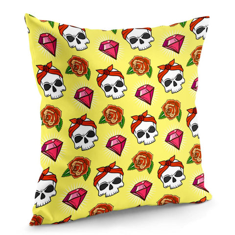 Image of Skull And Flowers Pillow Cover