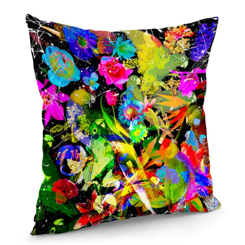 Image of Parrots And Flowers Pillow Cover