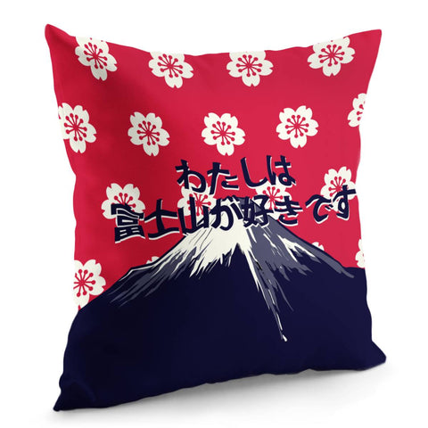 Image of Mount Fuji And Cherry Blossoms Pillow Cover