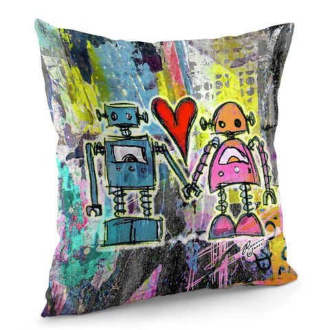 Image of Graffiti Pop Robot Love Pillow Cover