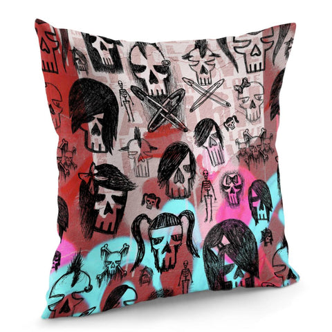 Image of Skull Sketches Pillow Cover