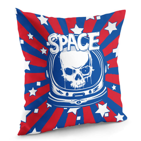 Image of Astronaut And Skull With Stars And Starry Sky Pillow Cover