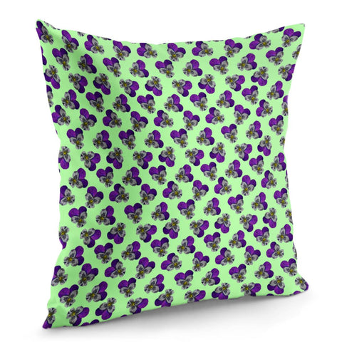 Image of Violets On A Green Background Pillow Cover