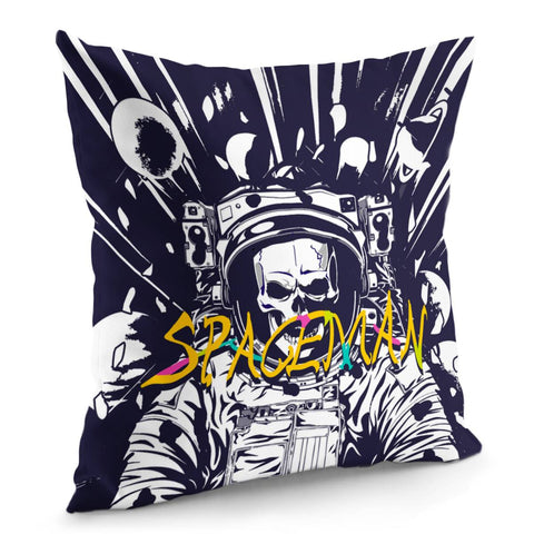 Image of Astronaut And Skull With Stars And Starry Sky Pillow Cover