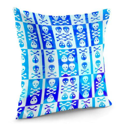 Image of Blue White Skull Crossbones Pillow Cover