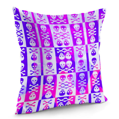 Image of Purple Pink Skull Crossbones Pillow Cover