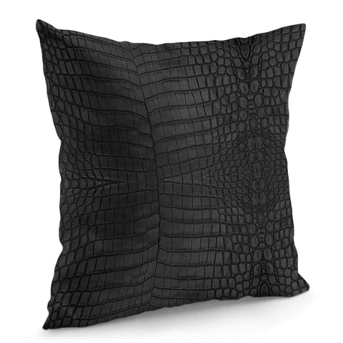 Image of Black Crocodile Leather Print Pillow Cover