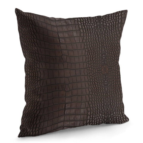 Image of Alligator Brown Leather Print Pillow Cover