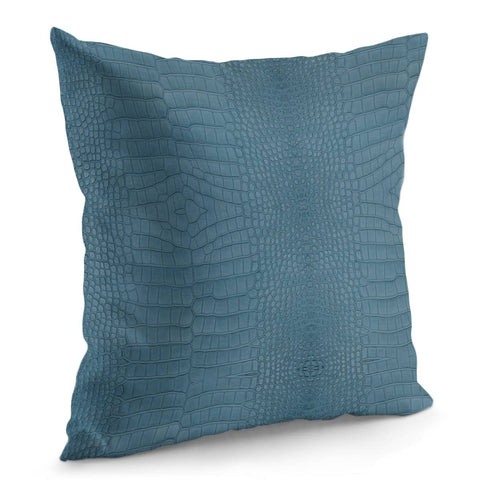 Image of Turquoise Alligator Leather Print Pillow Cover