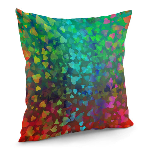 Image of Hearts Colors On Red Green Pillow Cover