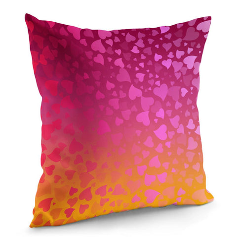 Image of Hearts On Pink Orange Background Pillow Cover