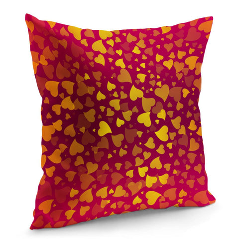 Image of Yellow Hearts On Red Pillow Cover