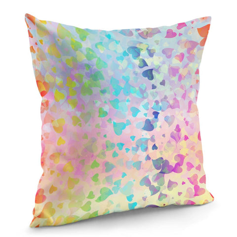 Image of Hearts Colors On Pink Blue Pillow Cover