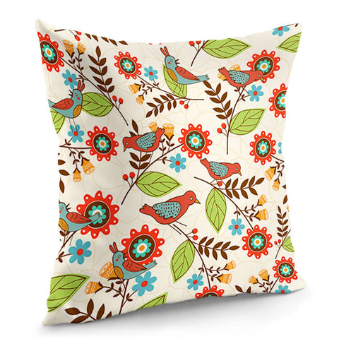 Image of Birds And Flowers Pillow Cover