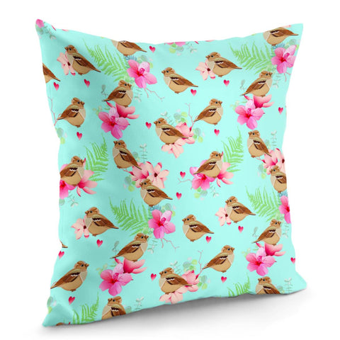 Image of Sparrow And Flower Pillow Cover