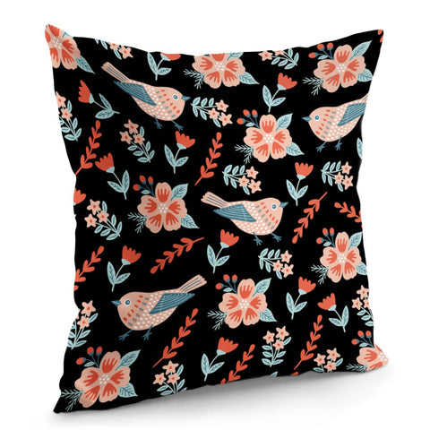 Image of Birds And Flowers Pillow Cover