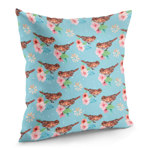 Image of Sparrows And Plants Pillow Cover