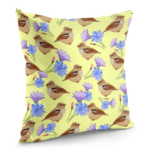 Image of Sparrow And Flower Pillow Cover