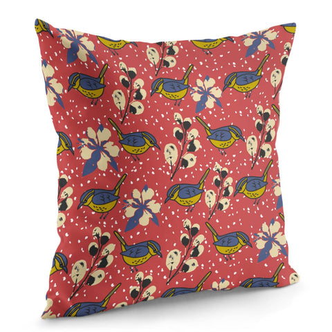 Image of Sparrows And Plants Pillow Cover