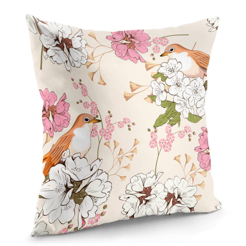 Image of Sparrows And Plants Pillow Cover