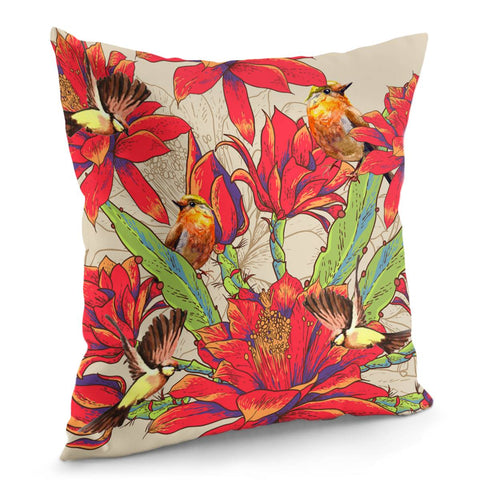 Image of Birds And Flowers Pillow Cover