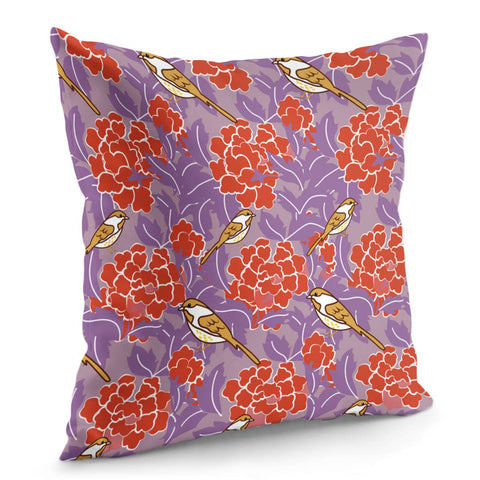 Image of Sparrows And Plants Pillow Cover