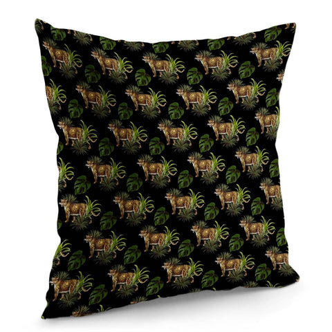 Image of African Leopard On Black Pillow Cover