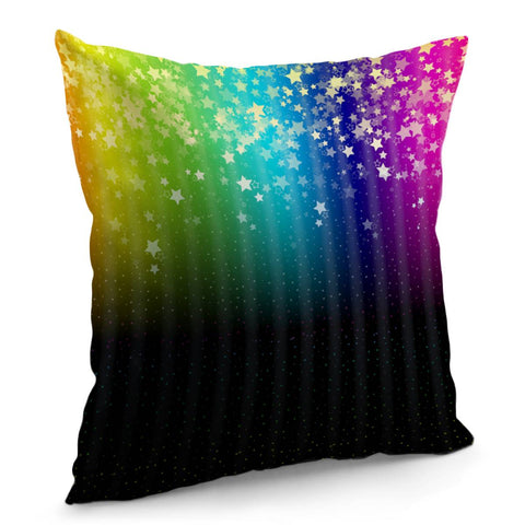 Image of Colorful Space Rainbow Stars Pillow Cover