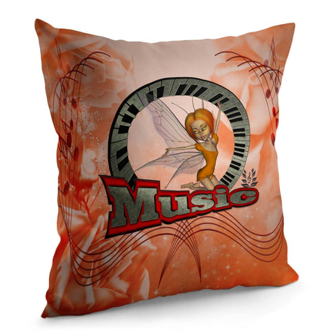 Image of Music, Fairy With Piano Pillow Cover