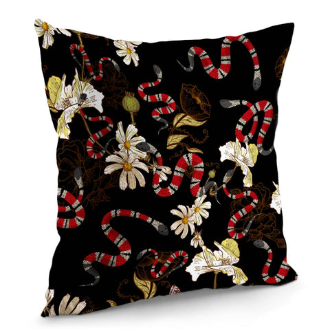 Image of Snake And Flowers Pillow Cover