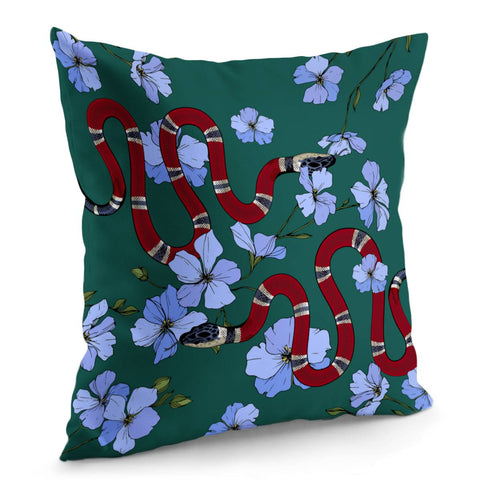 Image of Snake And Flowers Pillow Cover