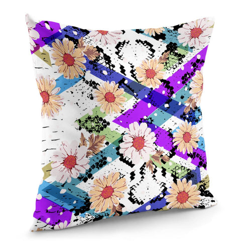 Image of Snake Skin And Flowers Pillow Cover