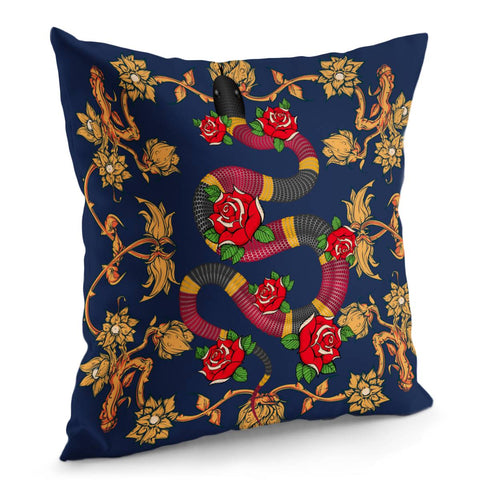 Image of Snake And Flowers Pillow Cover