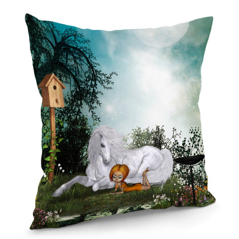 Image of Fairy With Unicorn Pillow Cover