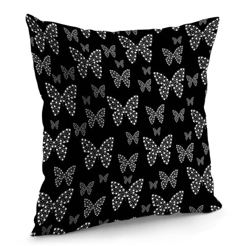 Image of Black And White Butterflies Flowers Pattern Pillow Cover