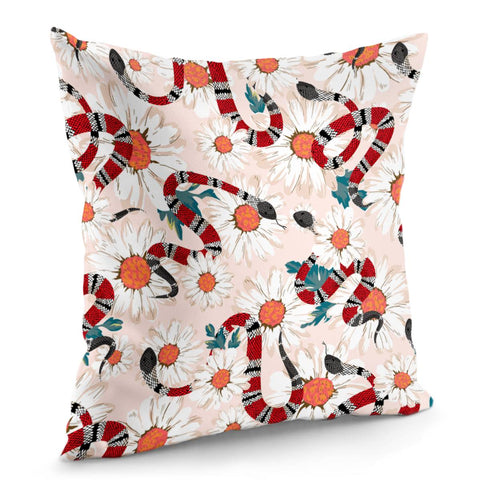 Image of Snake And Flowers Pillow Cover