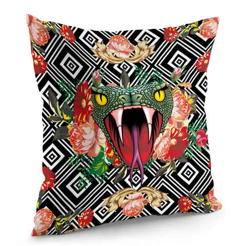 Image of Snake And Flowers Pillow Cover