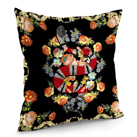 Image of Snake And Flowers Pillow Cover