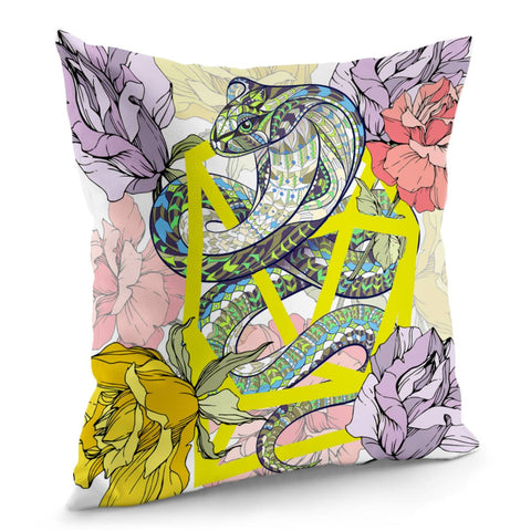 Image of Flowers And Snakes Pillow Cover