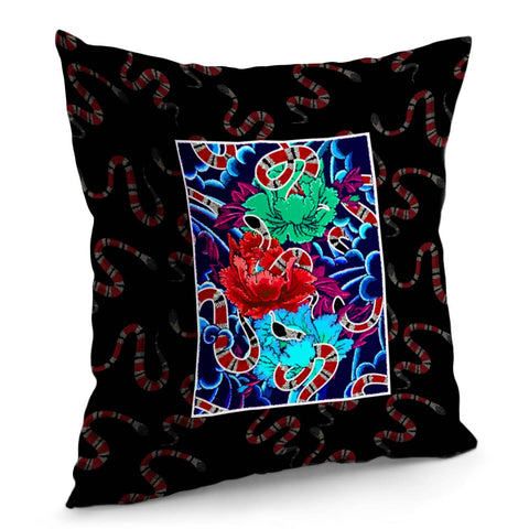 Image of Snake And Flower Pillow Cover