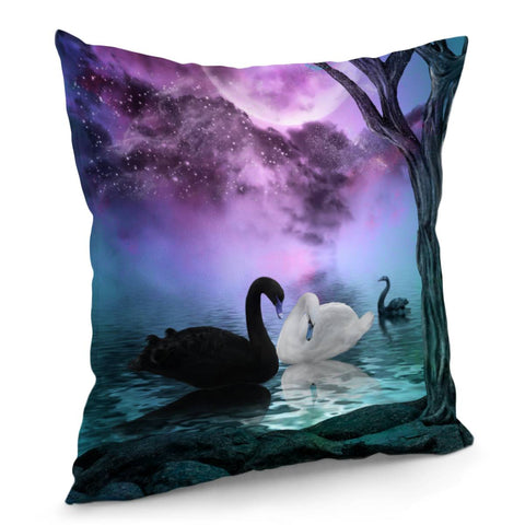 Image of Wonderful Whie And Black Swan Pillow Cover