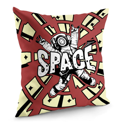 Image of Astronauts And Stars And Stars And Spots And Musical Instruments And Records And Sound Waves And Fonts Pillow Cover