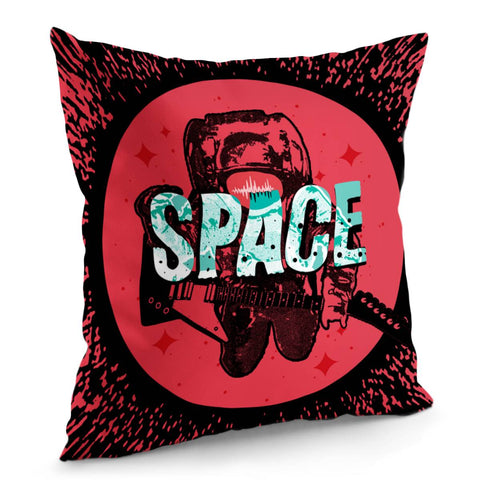 Image of Astronauts And Stars And Stars And Spots And Musical Instruments And Sound Waves And Fonts Pillow Cover