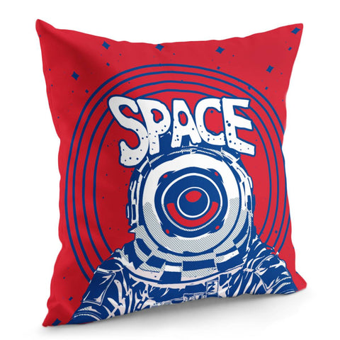 Image of Astronauts And Stars And Speakers And Sound Waves And Fonts Pillow Cover